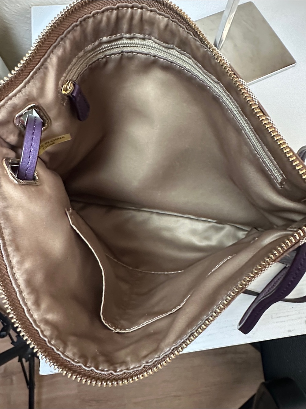 Coach Signature Canvas Shoulder Bag in Brown and Purple - Picture 9 of 13